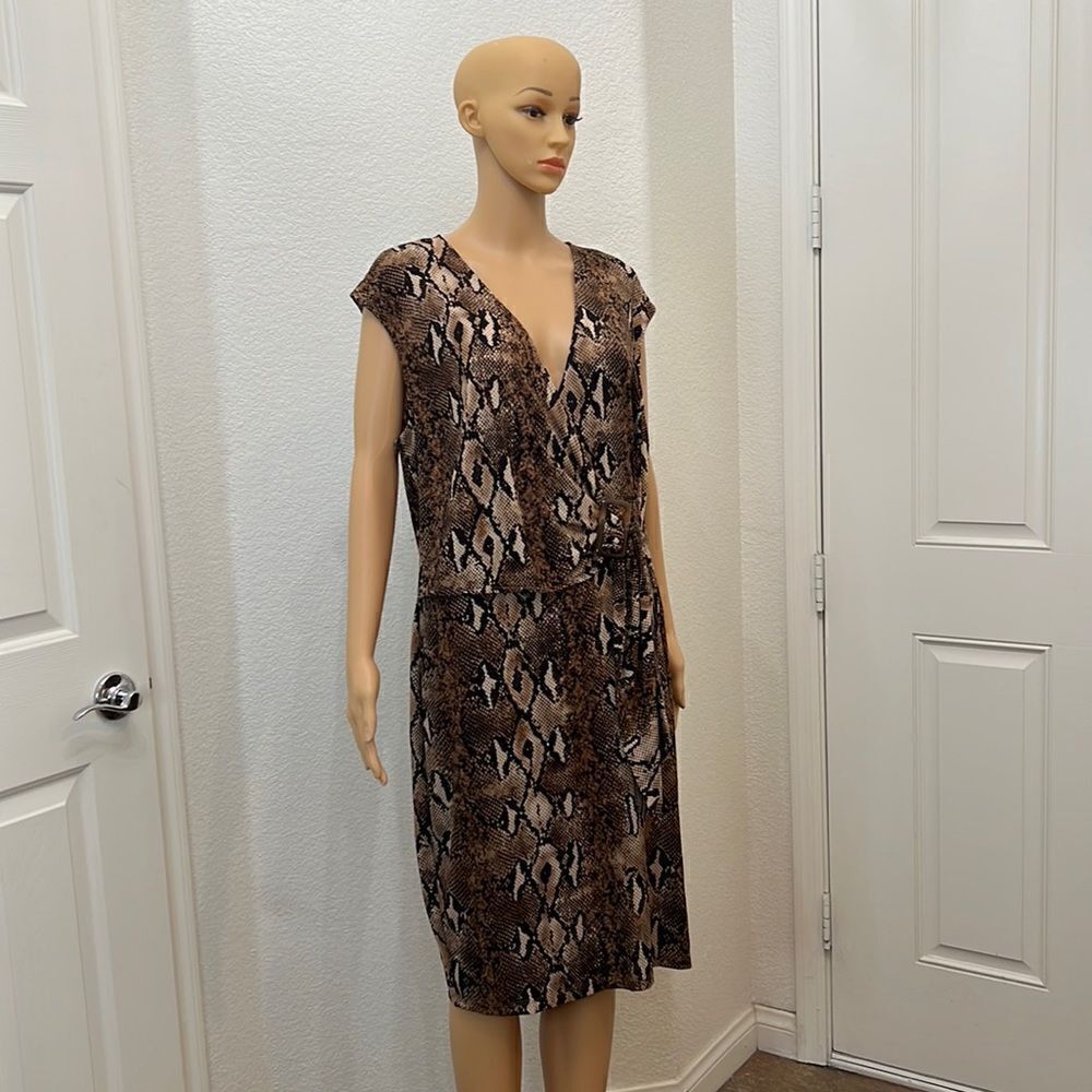 Symphony Dress V Neck Sleeveless Size 3XXX Black Brown Snake Tortoise Shell